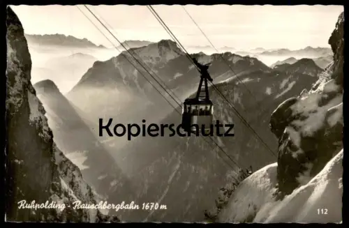 ÄLTERE POSTKARTE RUHPOLDING 1957 RAUSCHBERGBAHN 1670 m Bergbahn Seilbahn cableway Winter Hiver Snow Neige Ansichtskarte