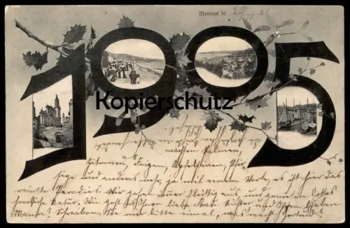 ALTE POSTKARTE MENTON 1905 JAHRESZAHL year date en Jahr la France Frankreich cpa postcard AK Ansichtskarte