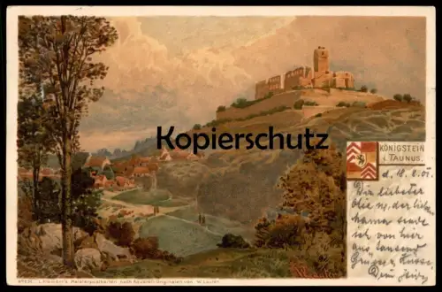 ALTE LITHO-POSTKARTE KÖNIGSTEIN IM TAUNUS L. KLEMENT'S MEISTERPOSTKARTEN SIGN. W. LAUTER cpa postcard AK Ansichtskarte