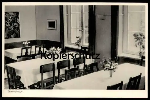 ALTE POSTKARTE VOLKSBILDUNGSHEIM UND JUGENDHEIM BURGBERG GEHRDEN SPEISERAUM Speisesaal Essensraum Kantine Ansichtskarte
