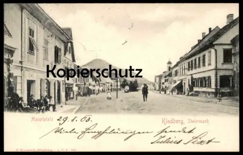 ALTE POSTKARTE KINDBERG HAUPTPLATZ 1903 Steiermark Österreich Austria Tornister knapsack cartable satchel brioche Ranzen