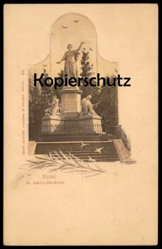ALTE POSTKARTE BASEL ST. JAKOB DENKMAL JAKOBDENKMAL Monument Schweiz Suisse Swiss cpa postcard AK Ansichtskarte