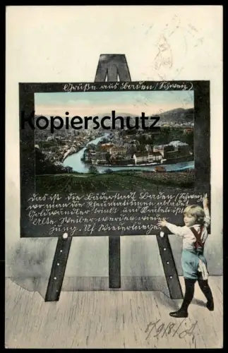 ALTE POSTKARTE GRÜSSE AUS BADEN AARGAU TAFEL tableau board Kind child enfant Schweiz Suisse Swiss postcard montage photo