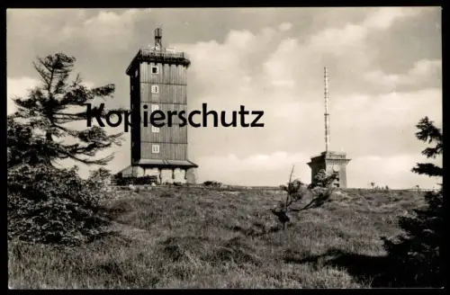 ÄLTERE POSTKARTE BROCKEN WETTERWARTE UND SENDER HARZ Turm tower tour Wetterstation meterological weather station météo