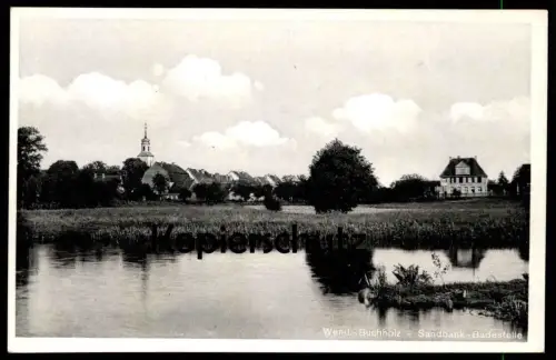 ALTE POSTKARTE WENDISCH BUCHHOLZ SANDBANK BADESTELLE Märkisch Buchholz Schenkenländchen Dahme Bad bath cpa Ansichtskarte