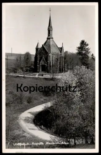 ÄLTERE POSTKARTE NIEDERMÜHLEN ASBACH WALLFAHRTS-KAPELLE 1951 STEMPEL ALTENHOFEN WESTERWALD AK Ansichtskarte cpa chapel