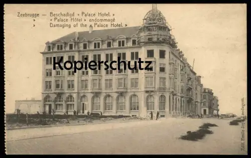 ALTE POSTKARTE ZEEBRUGGE BESCHADIGD PALACE HOTEL endommagé damaging Hotel Belgique Belgien cpa postcard AK Ansichtskarte