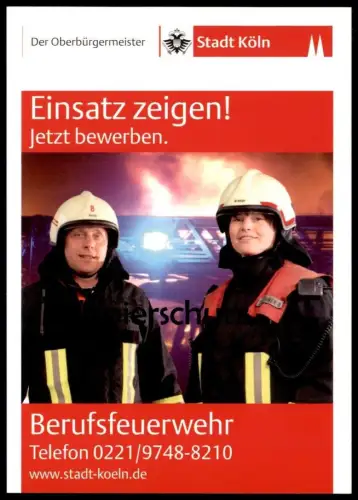 POSTKARTE BERUFSFEUERWEHR STADT KÖLN FEUERWEHR corps de pompiers fire Uniform uniforme Ansichtskarte AK postcard cpa