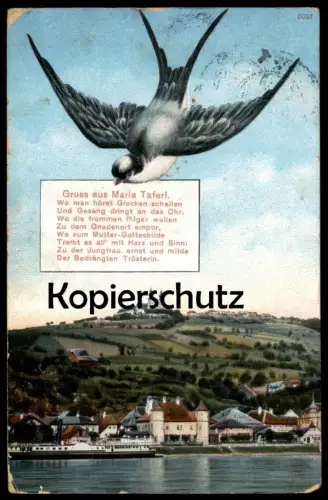 ALTE POSTKARTE GRUSS AUS MARIA TAFERL WO MAN HÖRET GLOCKEN SCHALLEN SCHWALBE SCHIFF SHIP hirondelle swallow cpa postcard