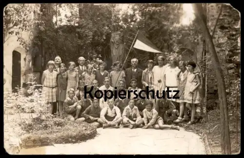 ALTE FOTO POSTKARTE MADONNA MÄDCHEN JUNGEN WIMPEL SOLINGEN-OHLIGS POPARD 1929 photo Kinder children enfants Gruppe group