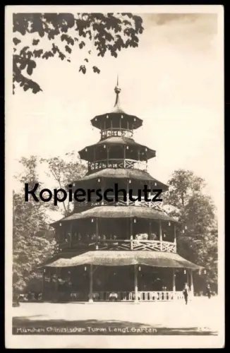 ALTE POSTKARTE MÜNCHEN SCHWABING CHINESISCHER TURM IM ENGLISCHEN GARTEN chinese tower tour chinois postcard cpa munich