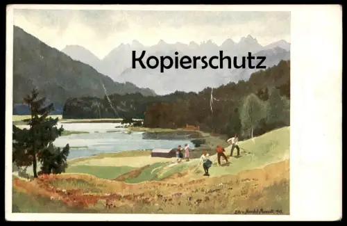 ALTE KÜNSTLER POSTKARTE SEEFELD SEE UND KALKKÖGEL EDO VON HANDEL-MAZZETTI 1925 Tirol Österreich Austria Autriche cpa AK