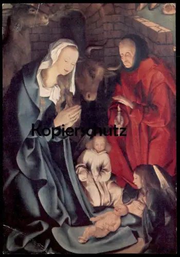 ÄLTERE POSTKARTE NIKOLAIKIRCHE KALKAR KIRCHE DETAIL DES HOCHALTARS MARIA JOSEPH JESU Josef Jesus church église Ochs Esel