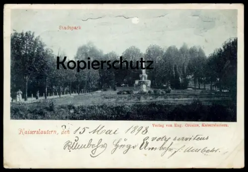 ALTE POSTKARTE KAISERSLAUTERN STADTPARK 1898 bei Nacht Mondschein at night moonlight moon la nuit Ansichtskarte postcard