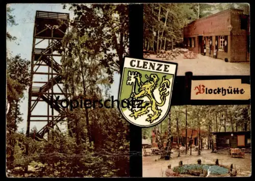 ÄLTERE POSTKARTE CLENZE AUSFLUGSGASTSTÄTTE BLOCKHÜTTE INH. H. KIRCHHOF CLENZER SCHWEIZ Turm Ansichtskarte cpa postcard