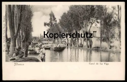 ALTE POSTKARTE MEXICO CANAL DE LA VIGA cargo ship boat Boot bateau Schiff Mexiko Kanal Ansichtskarte AK postcard cpa