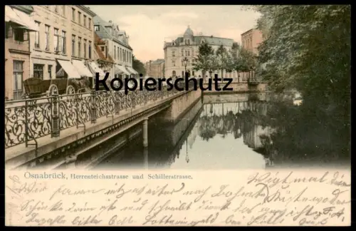 ALTE POSTKARTE OSNABRÜCK HERRENTEICHSSTRASSE UND SCHILLERSTRASSE Herrenteichstrasse Ansichtskarte AK cpa postcard
