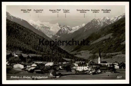 ALTE POSTKARTE MIEDERS IM STUBAI GLETSCHERBLICK Pfaff glacier Stubaital Tirol Österreicht Austria Autriche cpa postcard