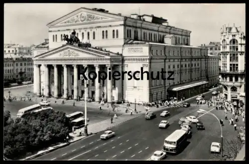 ÄLTERE POSTKARTE MOSCOW THE BOLSHOI THEATRE MOCKBA MOSKAU Theater Bus Autos car cars Russia Russland cpa postcard