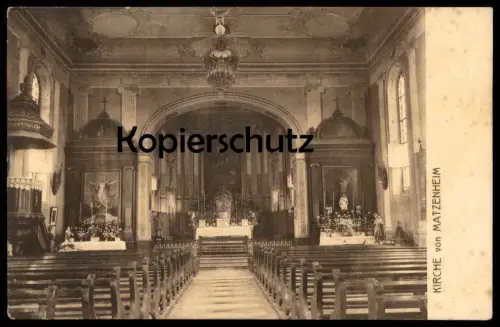 ALTE POSTKARTE KIRCHE VON MATZENHEIM ALSACE ELSASS Intérieur de l'église church Bas Rhin relikwie relique Maria cpa AK