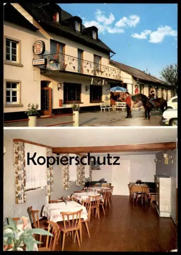 ÄLTERE POSTKARTE LAMBERTSBERG EIFEL PENSION SCHILZ KREIS BITBURG-PRÜM ARZFELD Bitburger Bier Löwenbräu Trier africola AK