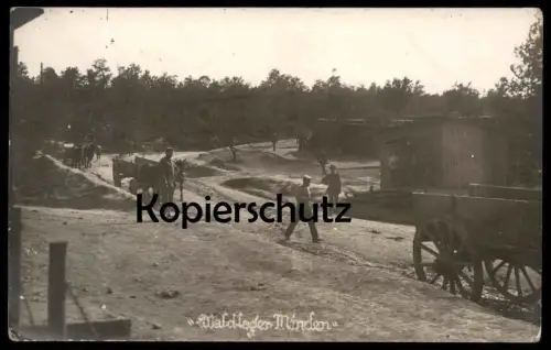 ALTE POSTKARTE VERM. VILOSNES WALDLAGER MINDEN SOLDATEN 1916 Soldat soldats soldiers Militär military camp postcard