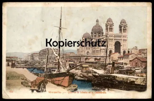 ALTE POSTKARTE MARSEILLE QUAI DE LA JOLIETTE ET LA CATHÉDRALE sailing ship Segelschiff Schiff voilier postcard cpa AK