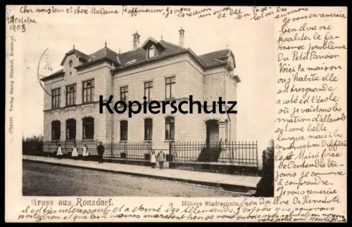 ALTE POSTKARTE GRUSS AUS RONSDORF HÖHERE STADTSCHULE WUPPERTAL Kinder children enfants Schule école school cpa postcard