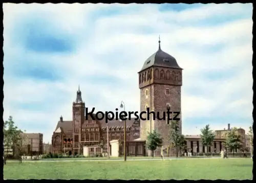 ÄLTERE POSTKARTE KARL-MARX-STADT BLICK ZUM ROTEN TURM view towards red tower tour rouge Chemnitz AK Ansichtskarte cpa