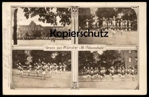 ALTE POSTKARTE GRUSS AUS MÜNSTER IN WESTFALEN POLIZEISCHULE Polizei police school academy école de police Ansichtskarte