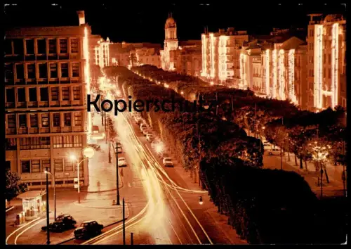 ÄLTERE POSTKARTE TUNIS AVENUE BOURGUIBA SHELL Tankstelle filling station service nuit by night Tunisia Tunisie Tunesien