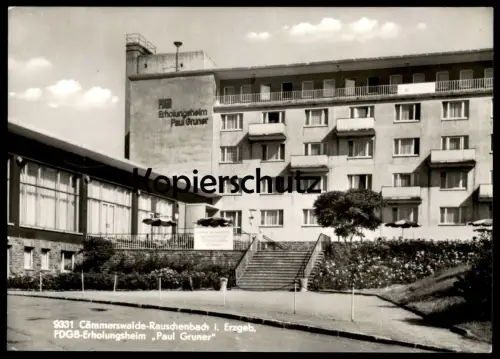 ÄLTERE POSTKARTE CÄMMERSWALDE-RAUSCHENBACH IM ERZGEBIRGE FDGB-ERHOLUNGSHEIM PAUL GRUNER PLAKAT NEUHAUSEN Ansichtskarte