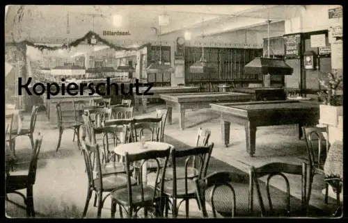 ALTE POSTKARTE GRUSS AUS DEM HOTEL RESTAURANT CAFÉ BAVARIA OSNABRÜCK BILLARDSAAL BILLARD DEUTSCHE POST PEKING billiards
