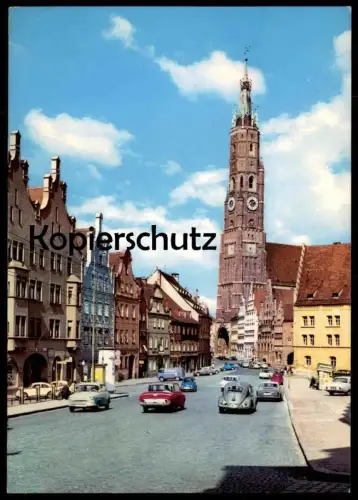ÄLTERE POSTKARTE LANDSHUT ST. MARTINSKIRCHE KARMANN GHIA BMW ISETTA VW KÄFER Auto Autos cars postcard AK Ansichtskarte