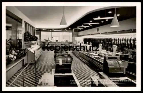 ALTE POSTKARTE FLEISCHVERKAUFSSTELLE MÜNSTER WESTFALEN GLÄSERNE FLEISCHEREI Fleisch Metzger meat butcher shop boucherie