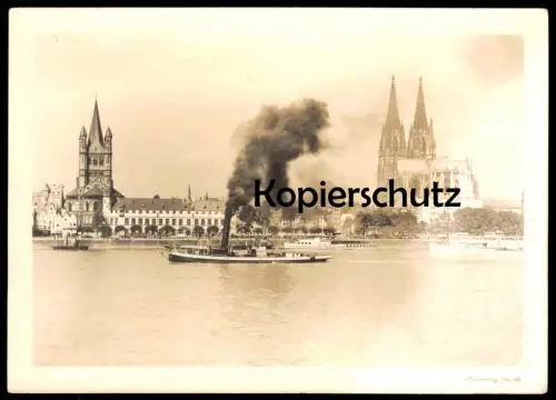 ALTE POSTKARTE KÖLN PANORAMA DAMPFER A. LEMBERG PORZ SCHIFF FRANZ HANIEL & GRAF ZEPPELIN steamship cargo freight ship AK