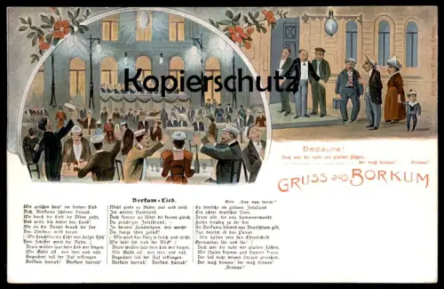 ALTE LITHO POSTKARTE GRUSS AUS BORKUM BEDAURE JUDAICA JUDAIKA JUDEN JUDE jew jewish cpa postcard AK Ansichtskarte