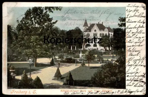 ALTE POSTKARTE FREIBERG IN SACHSEN KÖNIG-ALBERG-PARK MIT VILLA GÖPFERT 1904 Ansichtskarte AK cpa postcard