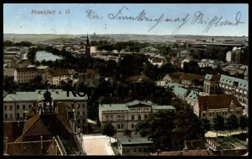 ALTE POSTKARTE FRANKFURT AN DER ODER PANORAMA BLICK AUF DIE STADT FELDPOST Bahnhofscommandantur Bahnhofskommandantur cpa