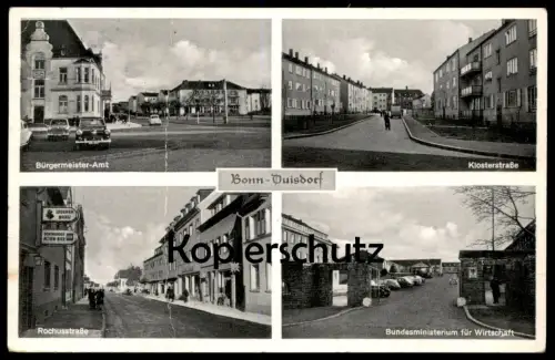 ALTE POSTKARTE BONN DUISDORF KLOSTERSTRASSE ROCHUSSTRASSE BUNDESMINISTERIUM FÜR WIRTSCHAFT LEDERER BRÄU DAB Bier beer