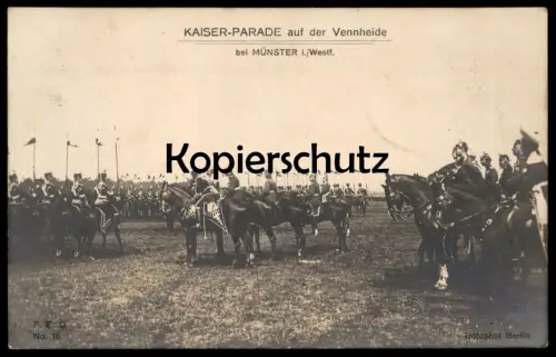 ALTE POSTKARTE KAISER-PARADE AUF DER VENNHEIDE BEI MÜNSTER IN WESTFALEN Kaiser Wilhelm Berg Fidel Hiltrup Ansichtskarte