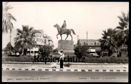 ALTE POSTKARTE BAGHDAD KING FAISAL I STATUE POLICEMAN OFFICER Police Polizist Bagdad Irak Iraq postcard AK Ansichtskarte