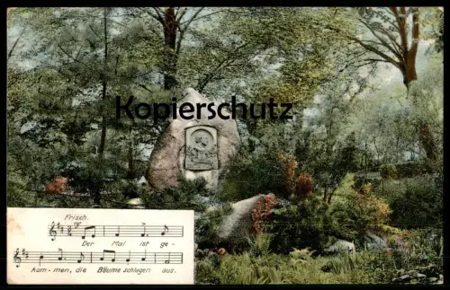 ALTE POSTKARTE OSNABRÜCK JUSTUS LYRA-DENKMAL DER MAI IST GEKOMMEN LIED monument chanson song Ansichtskarte cpa postcard