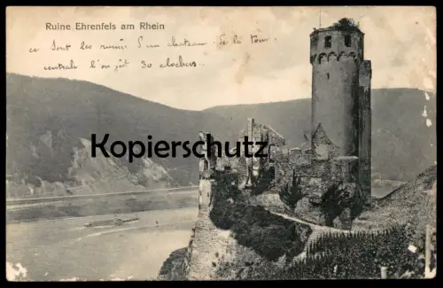 ALTE POSTKARTE RUINE EHRENFELS AM RHEIN BEI RÜDESHEIM Burg Burgruine Rhin Rhine Ansichtskarte AK cpa postcard