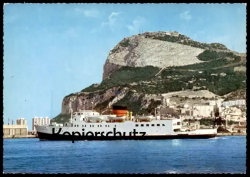 ÄLTERE POSTKARTE AUTO FERRY MONS CALPE BLAND LINE GRIBALTAR TANGIER TANGER SCHIFF ship bateau bac car-ferry postcard AK