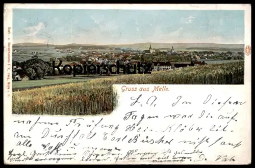 ALTE POSTKARTE GRUSS AUS MELLE PANORAMA GESAMTANSICHT 1901 Wiehengebirge Autochrom Karte Ansichtskarte AK cpa postcard