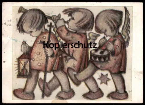 ÄLTERE KÜNSTLER POSTKARTE HUMMEL DIE DREI ENGELBUBEN AUS HUMMEL-BUCH Engel angel ange Emil Fink Ansichtskarte postcard