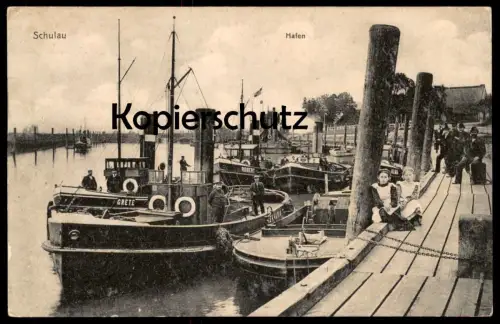 ALTE POSTKARTE SCHULAU HAFEN 1909 DAMPFSCHIFF ALMA GRETE ROBERT Kai Harbour Port Schiff steamship ship bateau Wedel