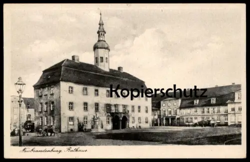 ALTE POSTKARTE NEUBRANDENBURG RATHAUS ALTER LKW old pickup camion Tecomit Verlag Trinks & Co. Ansichtskarte cpa postcard