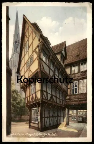 ALTE POSTKARTE HILDESHEIM UMGESTÜLPTER ZUCKERHUT Haus house cpa postcard Ansichtskarte AK